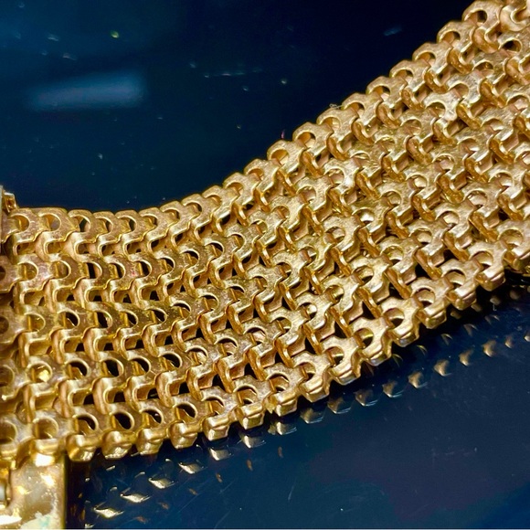 Gold filled Victorian slide mesh bracelet Belt Buckle Clasp 9” - Picture 5 of 5